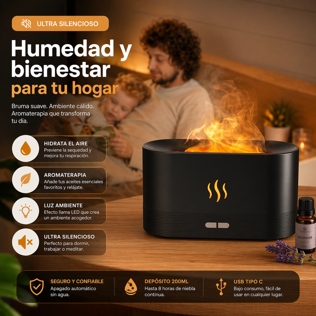 Humidificador con efecto llama